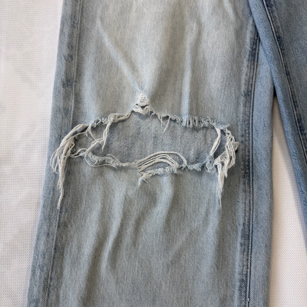 American Eagle Outfitters Light Blue Distressed Wide Leg Skater Jeans size 2 reg - Picture 3 of 11